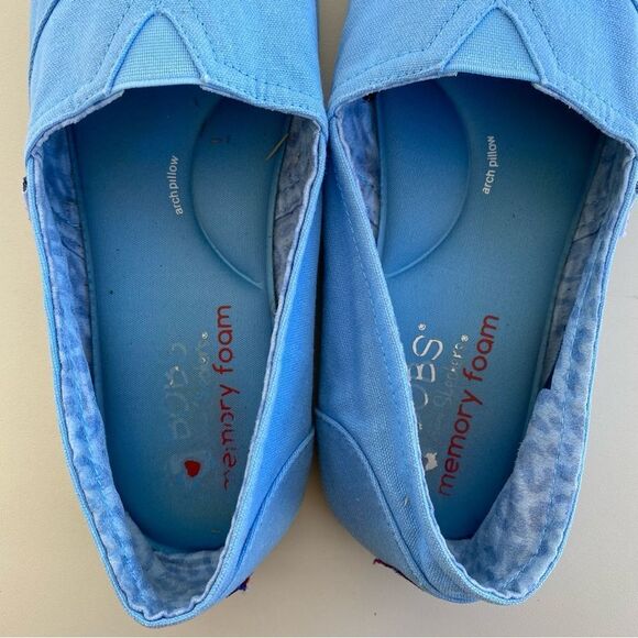 Bobs Skechers Alpargata Slip On Moccasins Shoe 33645 Light Blue Women’s 7.5 - Picture 8 of 10